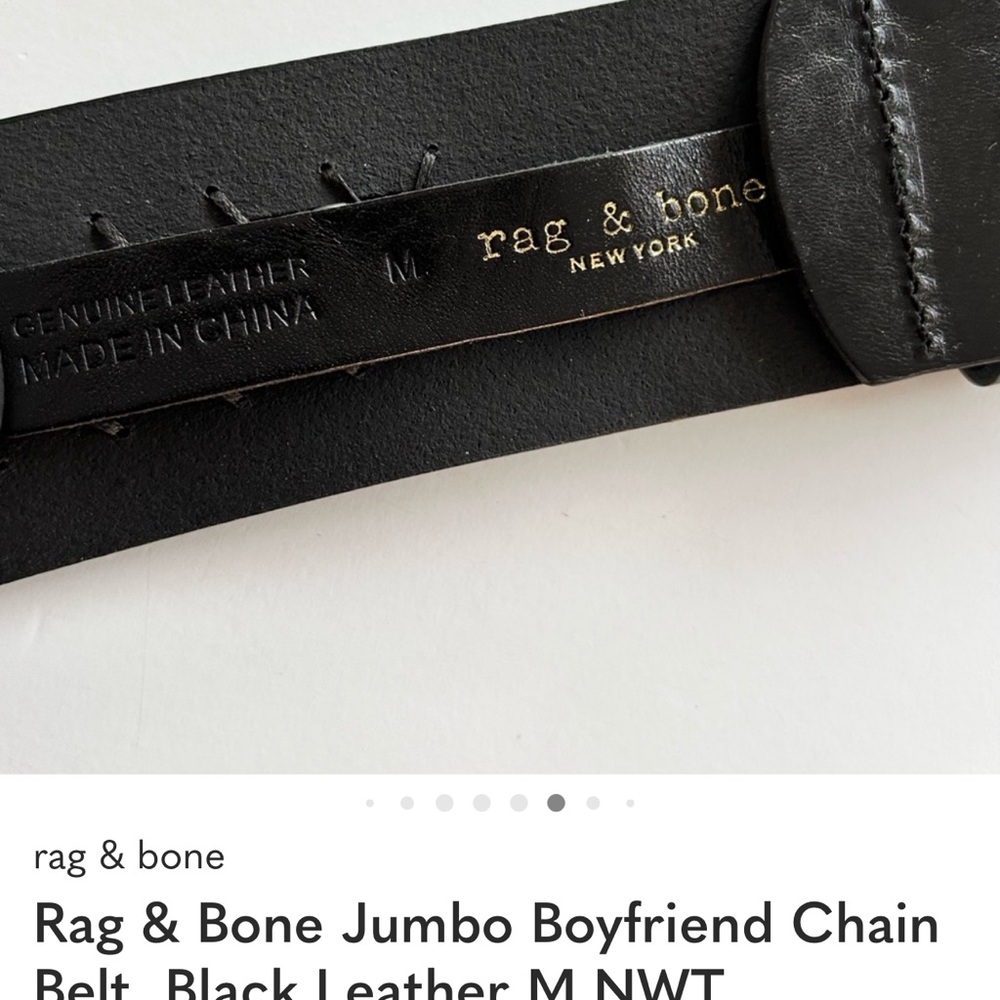 Rag & Bone Jumbo Boyfriend Chain Belt, Black Leather M NWT - Picture 4 of 10